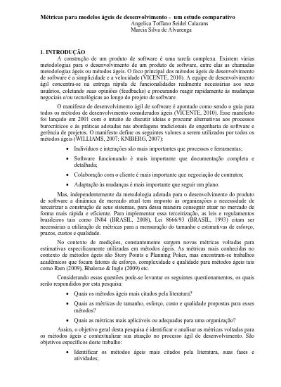 Métricas para modelos ágeis de desenvolvimento um estudo comparativo