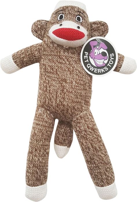 Pet Qwerks Sock Monkey Plush Interactive Dog Toy With Squeakers Amazon