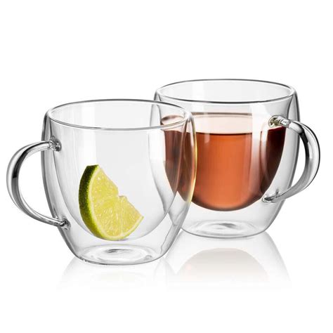 150 450ml glass coffee mug clear double wall insulated thermal tea drinking cup ebay