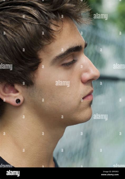 Portrait Of Teenage Boy In Profile Stock Photo Alamy