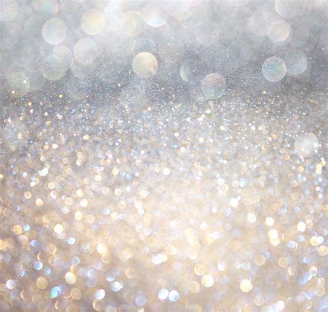 White And Silver Abstract Bokeh Lights Defocused Background Stock