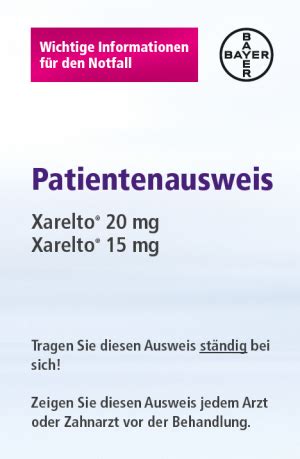 Xarelto jest lekiem o wiele wygodniejszym. (Xarelto®)-Patientenausweis -> Selfmade | Diagnose: Thrombose
