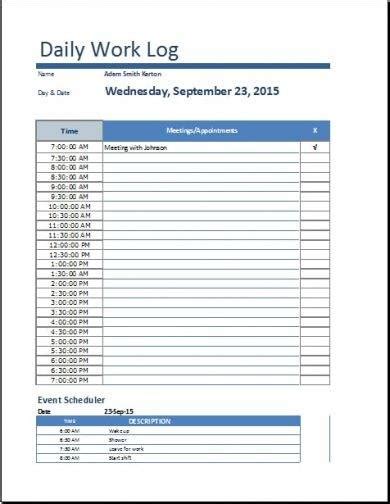 12 Daily Work Log Examples In Ms Word Ms Excel Pages Numbers