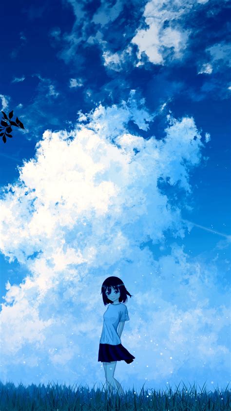 Download Wallpaper 2160x3840 Anime Girl Sky Clouds Samsung Galaxy S4