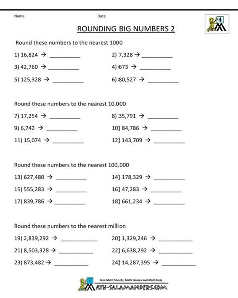 Rounding Math Worksheets Free Printable

