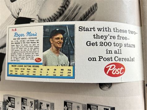 1962 Life Magazine Mickey Mantle Roger Maris Post Cereal Cards Mint