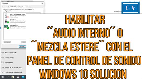 Habilitar Audio Interno O Mezcla Estéreo Con El Panel De Control De