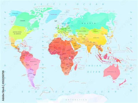 Fototapeta Mapa świata Dla Dzieci Geometric World Map With Names Of