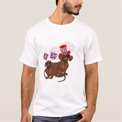 July 4th Dachshund Patriotic T-Shirt, Men's, Size: Adult S, White | T