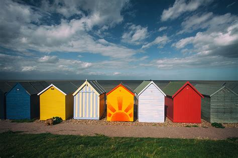 Royalty Free Photo Wide Angle Capture Of Some Coastal Beach Huts On A