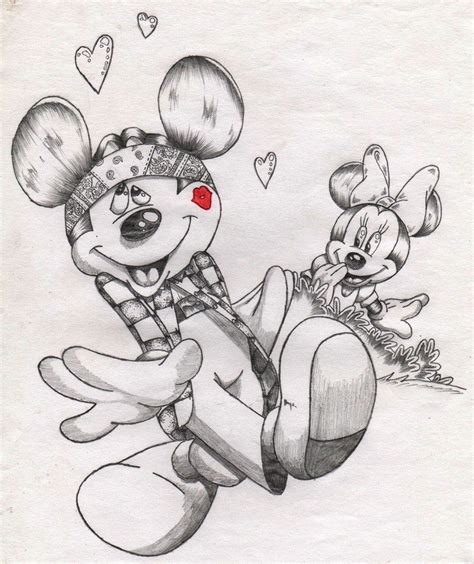 Mickey Mouse And Minnie Mouse Pencil Drawings