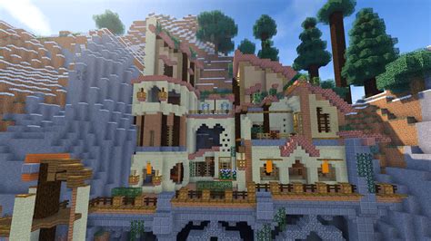 Cliff House Built On Side Of A Minecraft Mountain Gaming