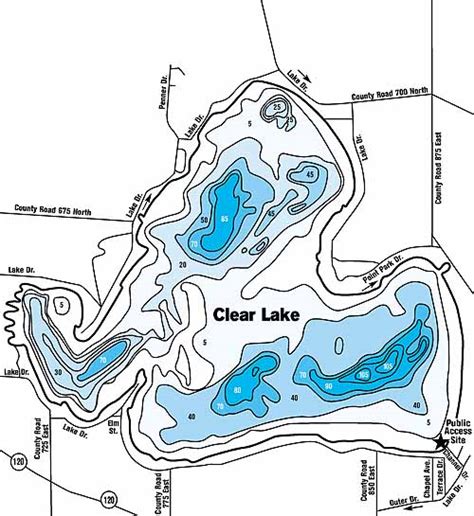 Depth Chart Cedar Creek Lake Depth Map Cedar Lake Lagrange County