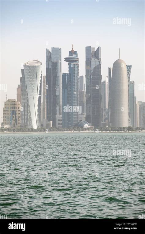 Corniche And Downtown Skyline Doha Qatar Stock Photo Alamy