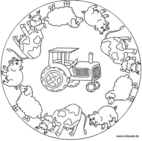 Wie kent kleurplaat boerderij tractor niet. Mandala | Mandala kleurplaten, Boerderij thema knutselen ...