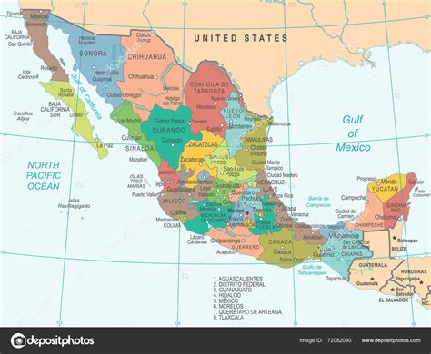 Mapa De México Ilustración Vectorial Stock Vector By ©dikobrazik