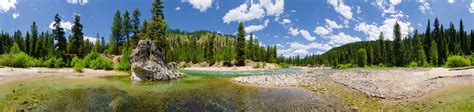 Panoramas Nature River Landscape Forest Hills Water Clouds