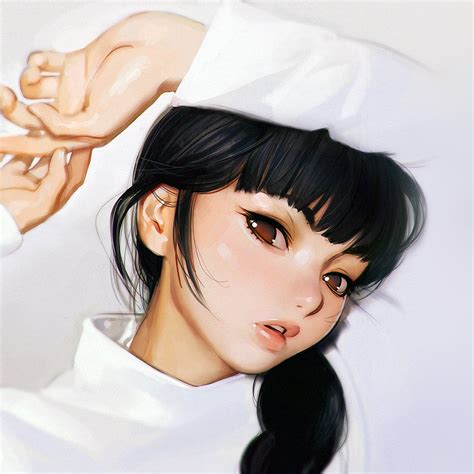 Aw25 Ilya Kuvshinov Anime Girl Shy Cute Illustration Art