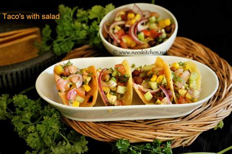 I always think of summer when i see this salad and it's summer her so it's a big win because i'm making this. Taco's with salad - Nee's Kitchen