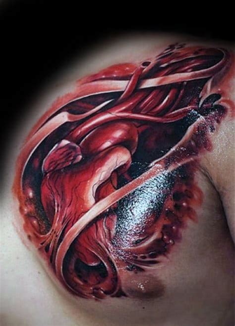 30 Realistic Heart Tattoos For Men Lifelike Ink Design Ideas