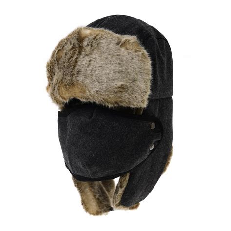 Withmoons Wool Russian Hat Winter Trapper Cap Faux Fur Sl7883 Black Buy From 35 On Joom E