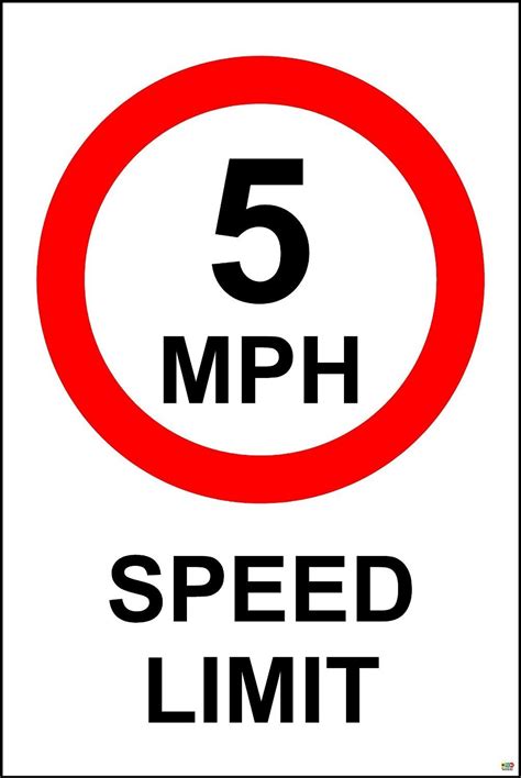 5 Mph Speed Limit Safety Sign 12mm Rigid Plastic 600mm X 400mm