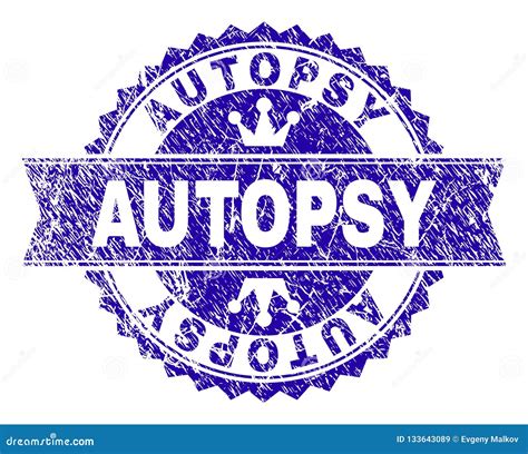 Scratched Textured Autopsy Stamp Seal With Ribbon Stock Vector