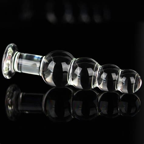 Clear Crystal Glass Dildo Anal Beads Butt Plug G Spot Massager Adult