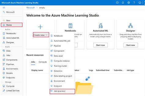 Create A Training Job With The Job Creation Ui Azure Machine Learning