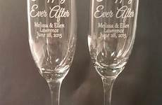 wedding happily ever after toasting flute glass champagne personalized custom set