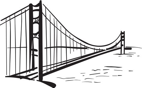 Golden Gate Bridge Drawing Silhouette Hand Drawn Silhouette Bridge
