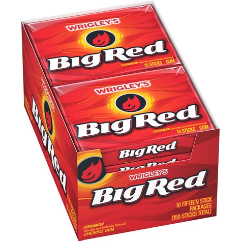 Wrigleys Big Red Cinnamon Gum 15 Stick Pack 10 Packs