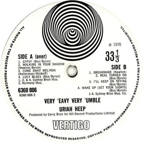 Uriah Heep Very Eavy Very Umble 2nd Uk Vinyl Lp Album Lp Record 602615