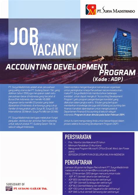 Pt surya madistrindo, jakarta, indonesia. PT Surya Madistrindo - S1 Development Program Gudang Garam ...