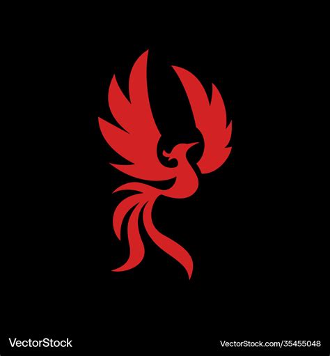 Great Red Phoenix Logo Design Template Royalty Free Vector