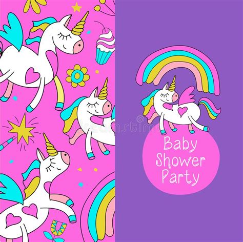 Cute Unicorn On The Rainbow Baby Shower Party Invitation Card Stock