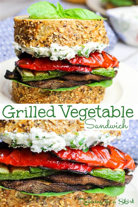 Grilled Vegetable Sandwich With Herbed Goat Cheese Running In A Skirt