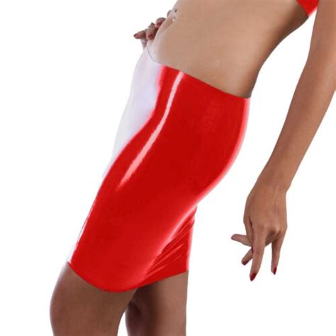 brand new red latex gummi rubber long skirt hot one size ebay