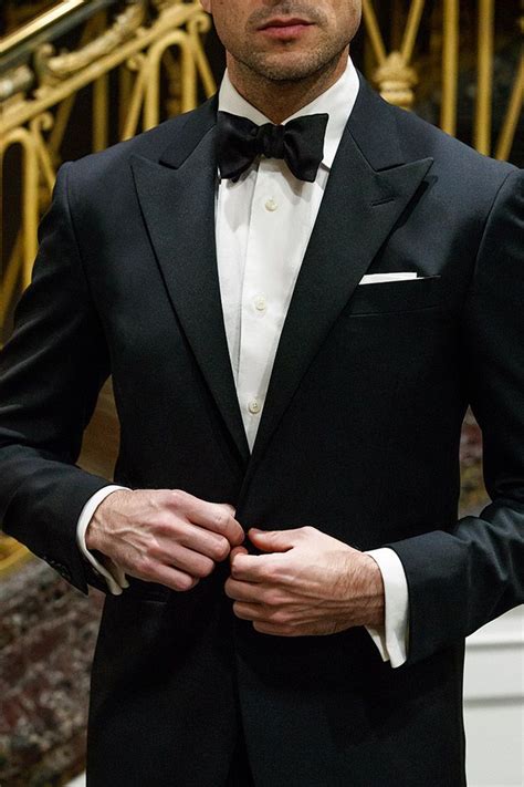 how to wear black tie bow tie peak lapel tuxedo classic dress code formal men outfit black tie