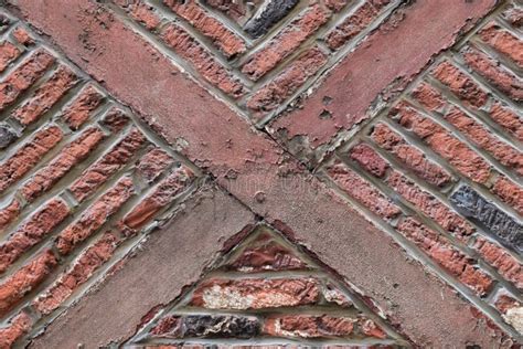 Old Timber Framed Red Brick Wall Ancient Building Style Stock Image