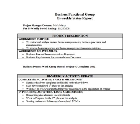 Free 7 Sample Weekly Status Reports In Pdf Ms Word