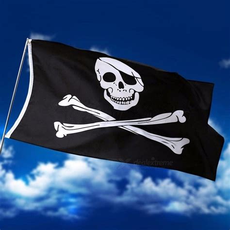 90 150cm Skull And Crossbones Pirate Flag Jolly Roger Hanging With