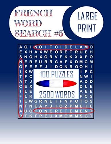 French Word Search 5 100 Puzzles 2500 Words Large Print