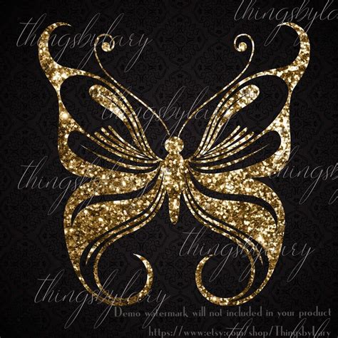 15 Gold Glitter Foil Butterfly Clip Arts 300 Dpi Instant Etsy
