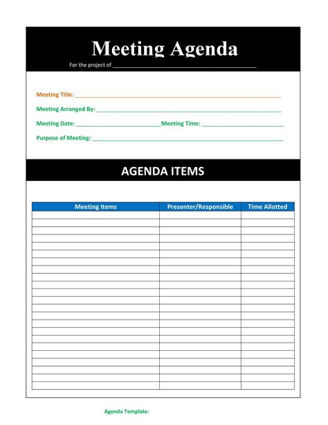Meeting Agenda Template Free Printable Printable Templates
