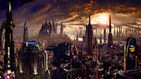 Wallpaper Artwork Futuristic City Science Fiction