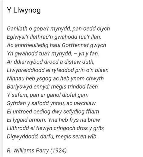 Y Llwynog Ganby R Williams Parry Welsh Words Celtic Words Tattoo