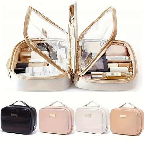 Portable Makeup Bag Large Capacity Cosmetic Bag Double Layer Travel