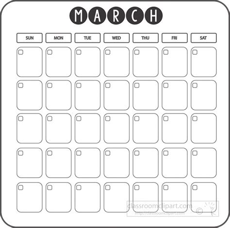 Calendar Clipart March Calendar Days Week Month Clipart