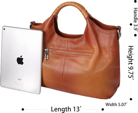 Iswee Womens Genuine Leather Handbags Tote Bag Shoulder Bag